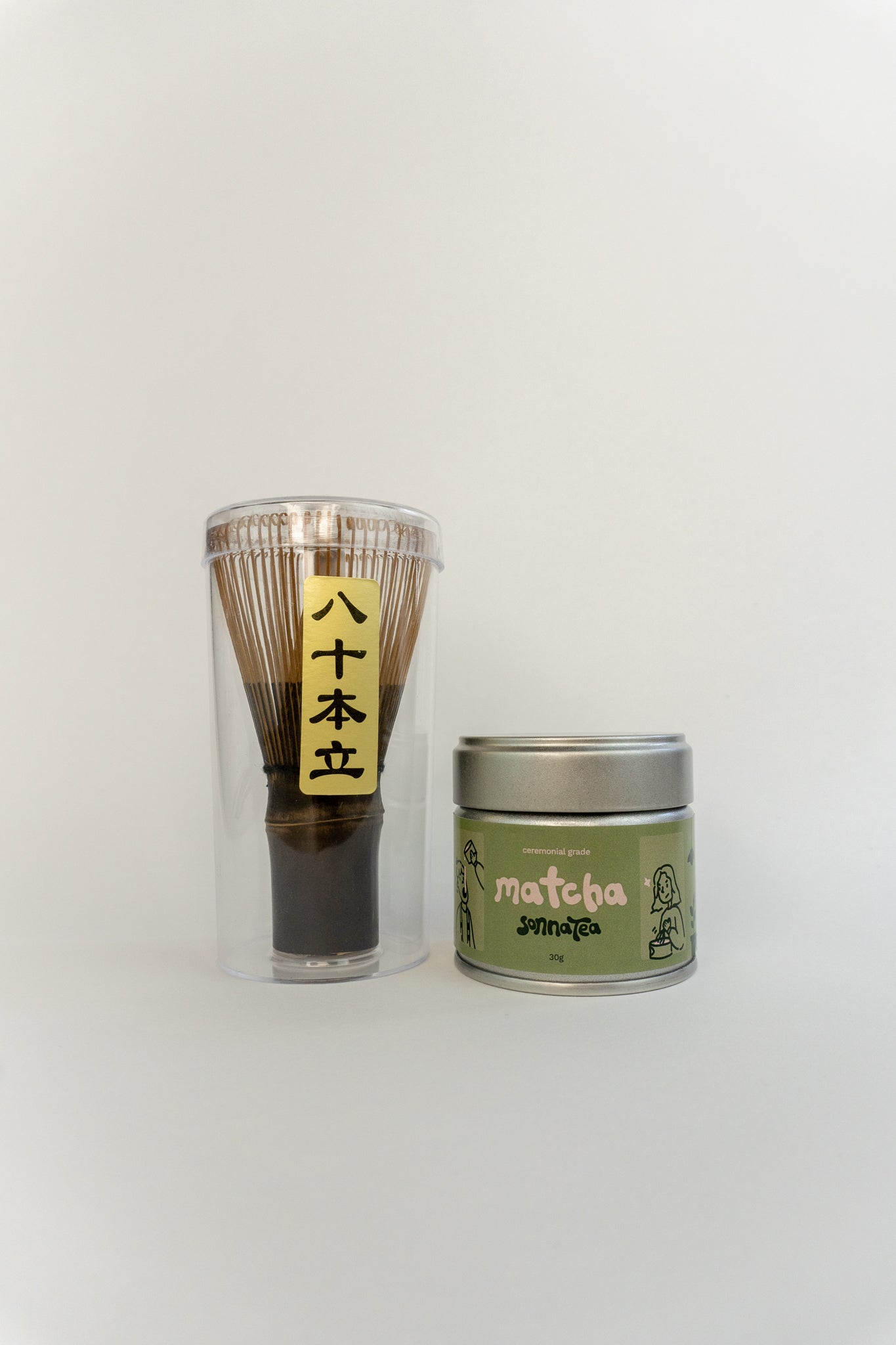 Sonna Tea Ceremonial Grade Matcha Tin 30g + Bamboo Whisk Set